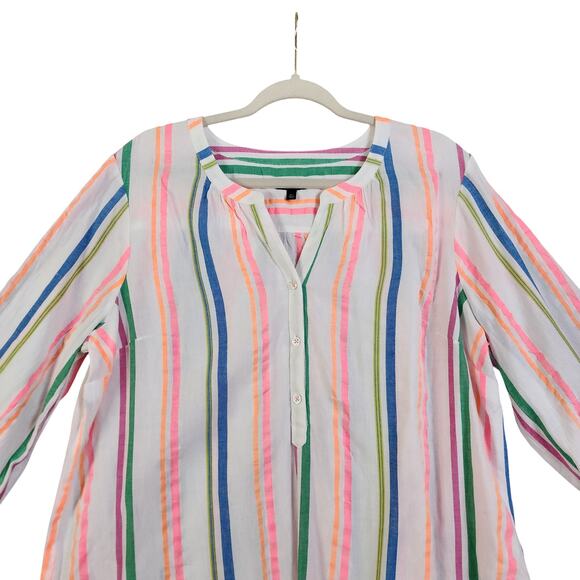 Talbots Womens Sensational Stripe Popover Top Size XL Petite Multicolor Striped - Picture 3 of 10